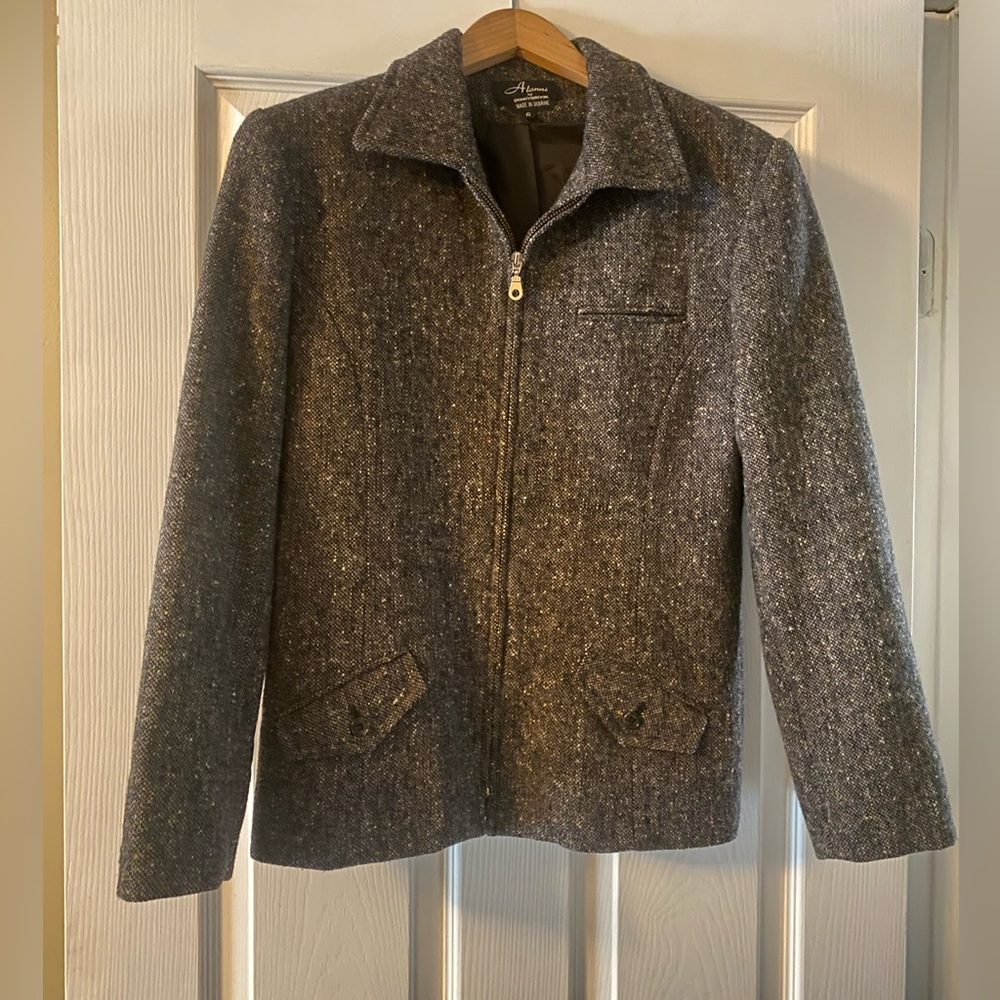 Donny Brook Alanni Women's Charcoal Wool Tweed Jacket DONNEYBROOK